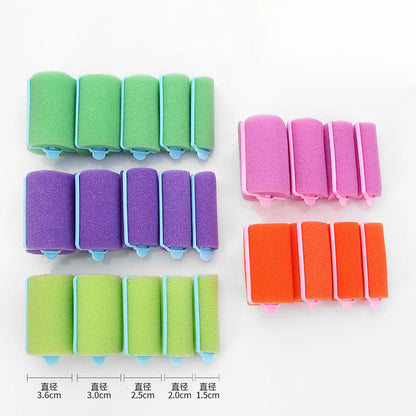 12pcs Fashion Soft Sponge Foam Cushion Hair Rollers Curlers Salon Barber DIY Curls Hairdressing Kit DIY Home Hair Styling Tool