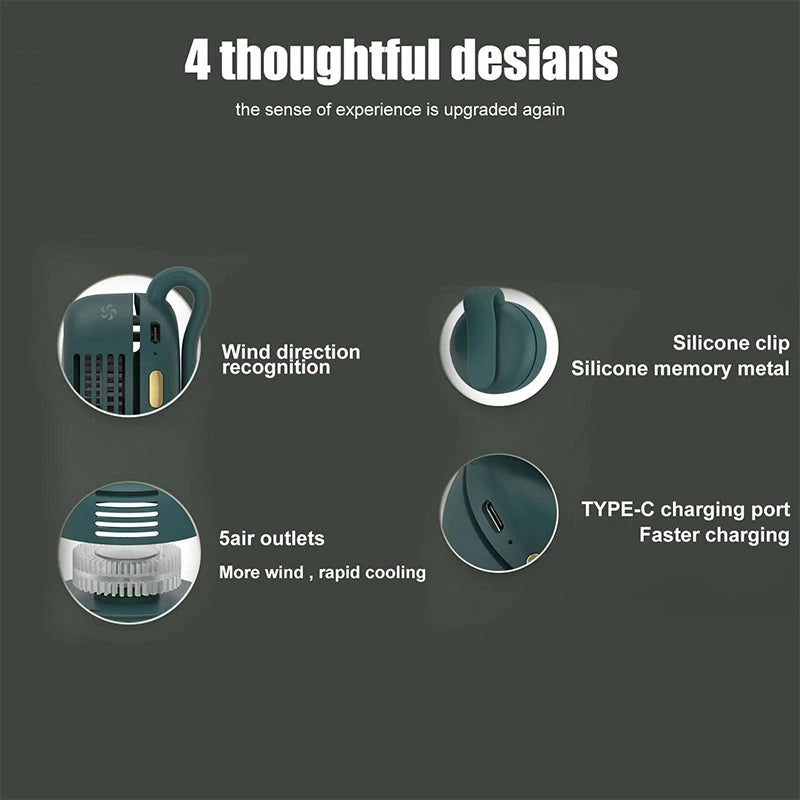 Usb Rechargeable Handheld Fan Portable Electric Fan Adjustable Wind Direction Clipped Onto Clothes Fan Summer Electric Fan