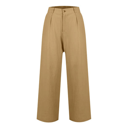 Womens Casual Wide Leg Pants High Waisted Button Down Straight Long Trousers Palazzo Pants Elegant Woman Flared Pants Youthful