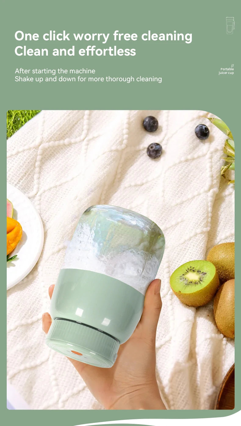 Portable Fruit Blender 800ml Multifunctional Electric Juicer Cup 10 Steel Blades Summer Milkshake Machine USB Rechargeable