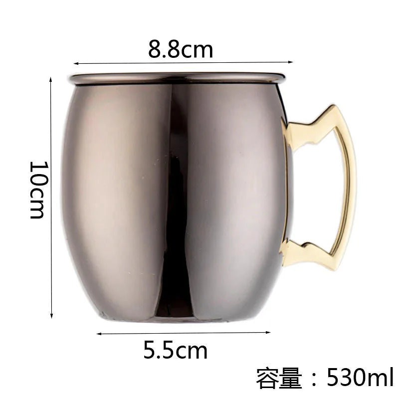Steel Moscow Mule Mug 500ml Plated Beer Cup Cocktail Mug With Handle