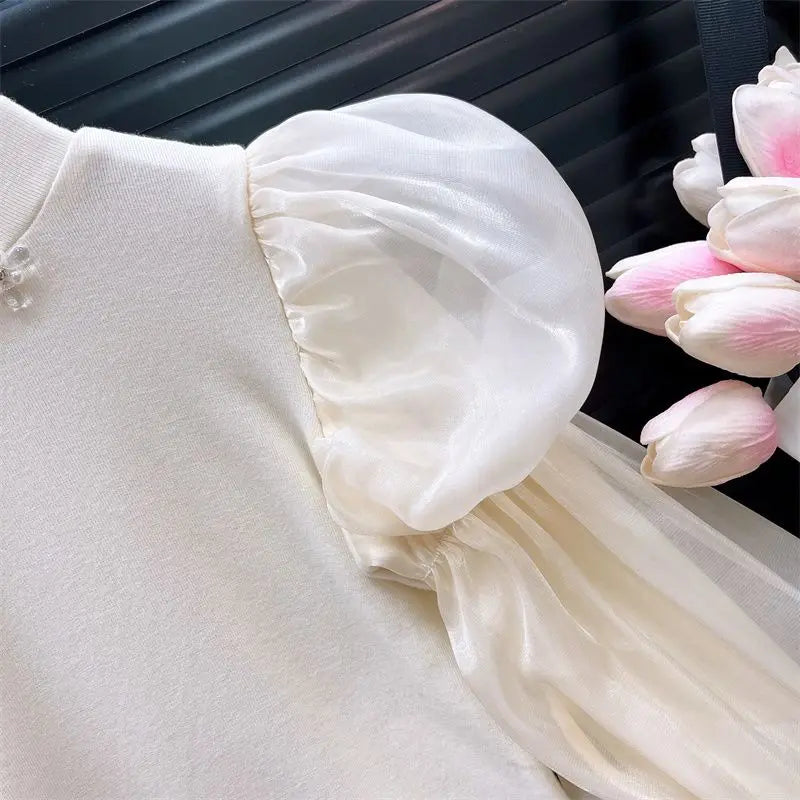 Baby Girls' Bottom Shirt Fashion Children's Bubble New Style Western T-shirt Autumn Long Sleeve Top