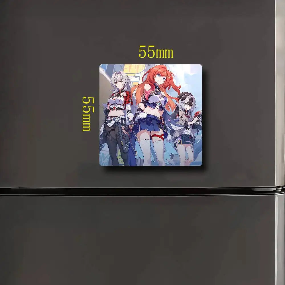 Honkai Impact 3rd Fridge Magnet Creative Square Refrigerator Magnets Picture For Kitchen Office Whiteboard Home Decoration