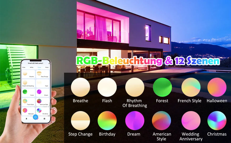 Smart Outdoor Lights Color Changing RGB+ 2700K-6500K Square Aluminum Waterproof Rustproof App Control Up and Down Lights
