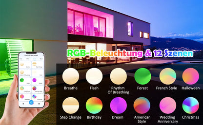 Smart Outdoor Lights Color Changing RGB+ 2700K-6500K Square Aluminum Waterproof Rustproof App Control Up and Down Lights