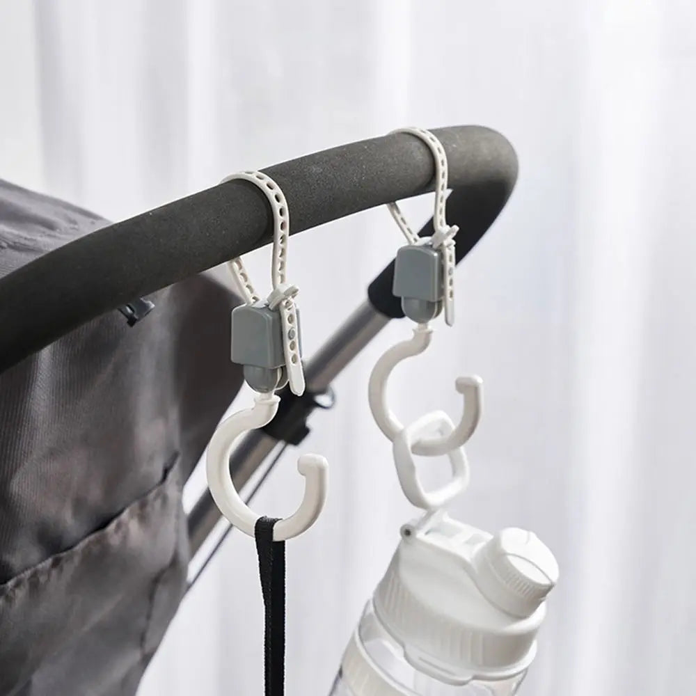 10Pcs Practical Dopamine Baby Stroller Hook Hanging Rotating Car Seat Hooks Foldable Non-Marking Shopping Pram Hook Bathroom