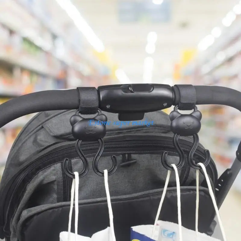 090B Adjustable Strollers Accessory Hanger Clip Double Hook Designing Easy Installation No Tool Required for Busy Parents