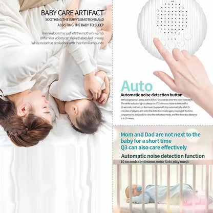10 Songs White Noise Sound Machine Portable Baby Sleep Machine Soothing Sounds Volume Adjustable Built in Rechargeable BatteryQ3