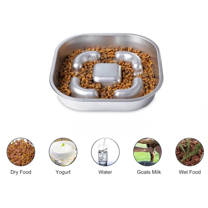 Dog Slow Feeder Bowls 304 Stainless Steel Dog Slow Feeder Bowl Available on Both Sides Slow Feeding Feeder Pets Cats Dog Bowls