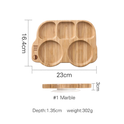 Baby Silicone Sucker Plate Spoon Fork Sets Children Feeding Tableware Set BPA Free Wooden Food Grade Dinner Plate Baby Stuff