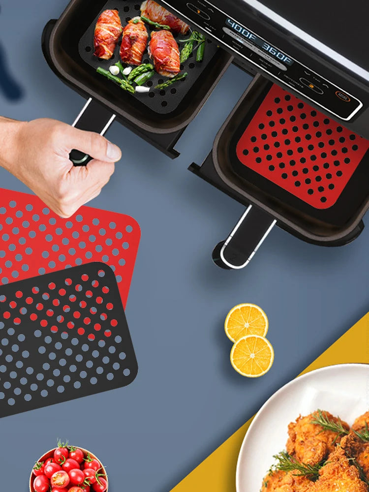 Air Fryer Silicone Mat Reusable Air Fryer Liners Non-Stick Silicone Mats Kitchen Accessories Baking Mat Pastry Tools Bakeware
