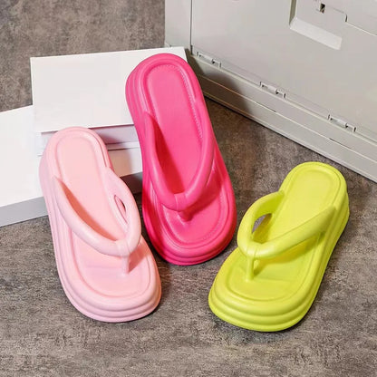Thick Bottom Flip-flops Summer Fashion Women Slippers Soft Bottom Increase Anti-slip Anti-odor Beach Slippers Zapatos De Mujer