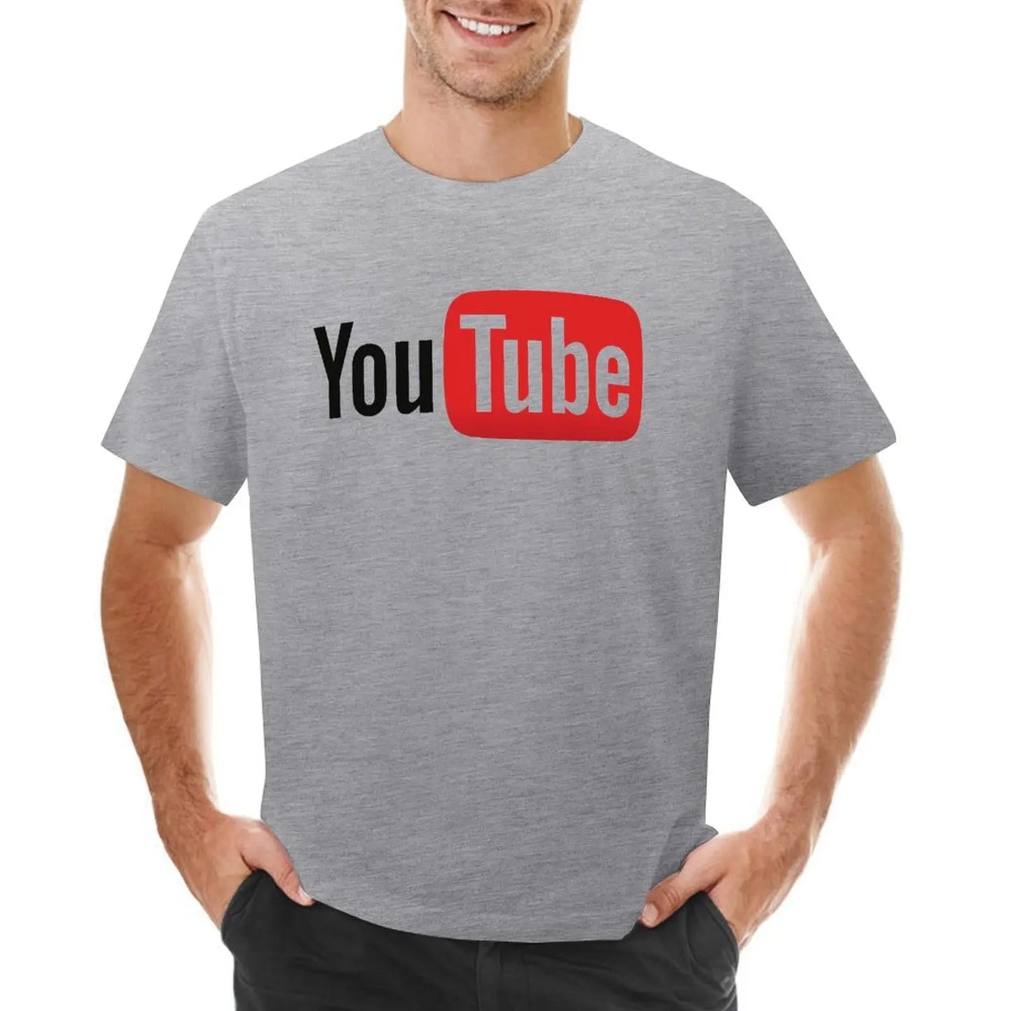Mens T-Shirt YouTube Logo T-Shirts Fashion Video Website Summer Tees Y2K Fun Design 100% Cotton Clothes Plus Size