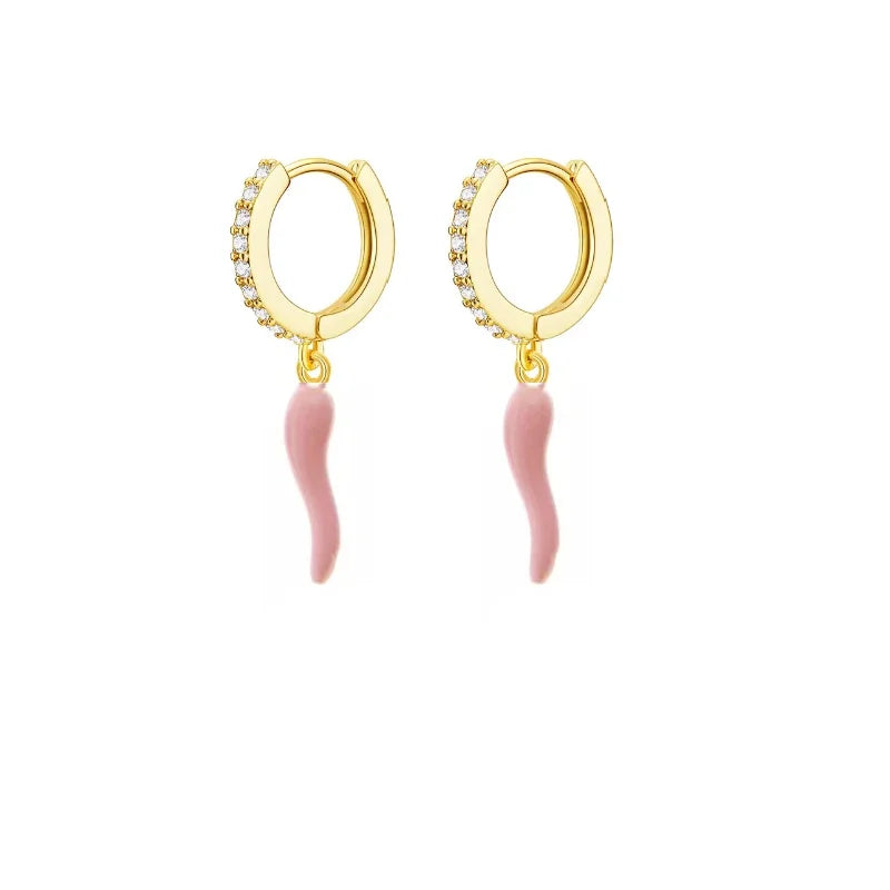 Enamel Earrings Colorful  Chili & Coin Pendant Drop Ear Ring Piercing Pendientes Punk Party Jewelry Modern Women's Earrings 2025