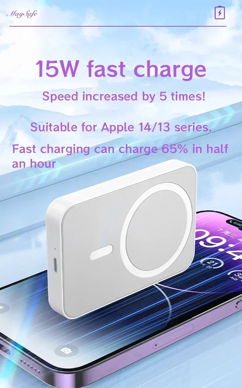50000mAh Large Capacity Portable Magnetic Power Bank Wireless Charging Charger External Battery 20W PD Fast Charging for iPhone