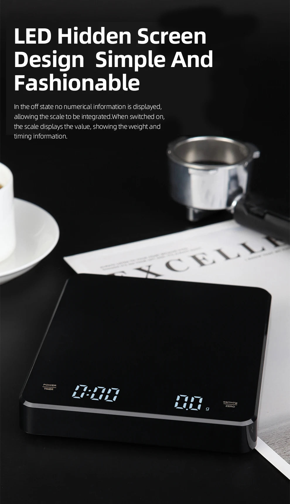 HiBREW Hand coffee timing electronic scale Weighing,Timing,Countdown professional electronic scale