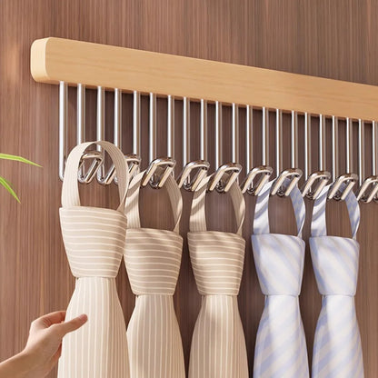 8/12 Hooks Retractable Wood Clothes Hanger Multi-functional Bra Storage Hanger Wall-mounted Wardrobe Hanger Clothes Organizer