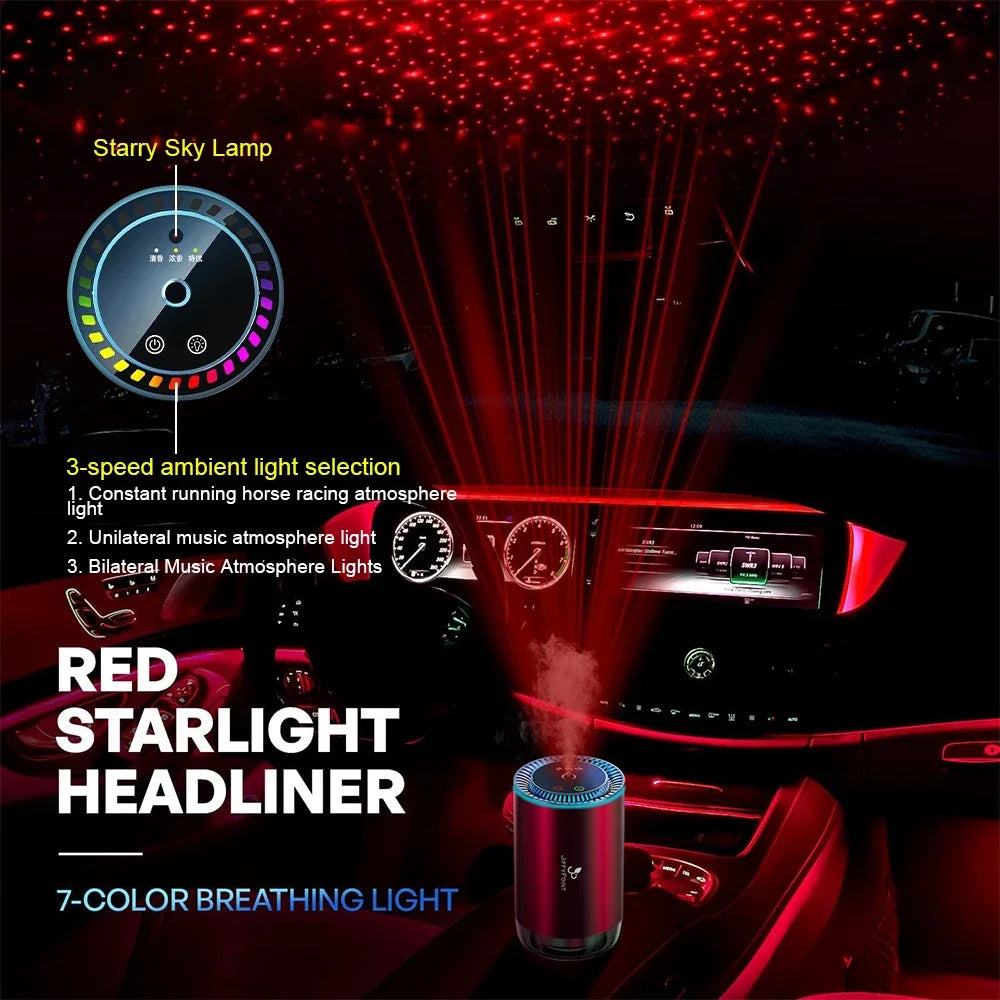 Caer Car Electric Air Diffuser Smart Aroma Mist Aromatherapy Starry Sky Top Air Freshener Removing Odor Eliminator Interior Tool