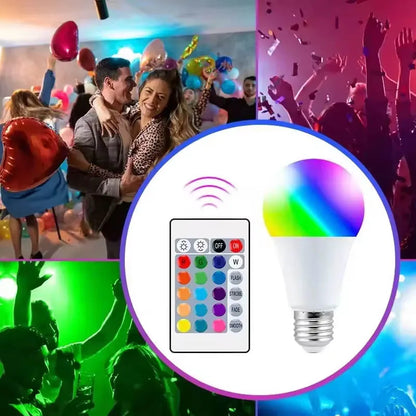 16 Colors RGB Bulb LED Multicolor Bulb 220V E27 Household Lighting Dimmable 24 Key Remote Control Smart Lamp Atmosphere Light