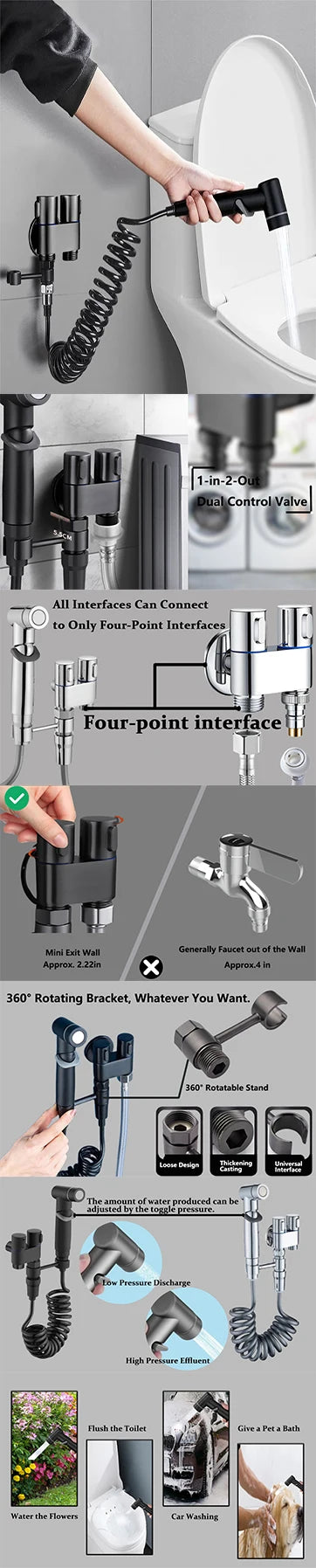 Toilet Cleaning Bidet Toilet Sprayer Set Cold Water Portable Bidet Toilet Accessories Handheld Bathroom Wash Anal Douche