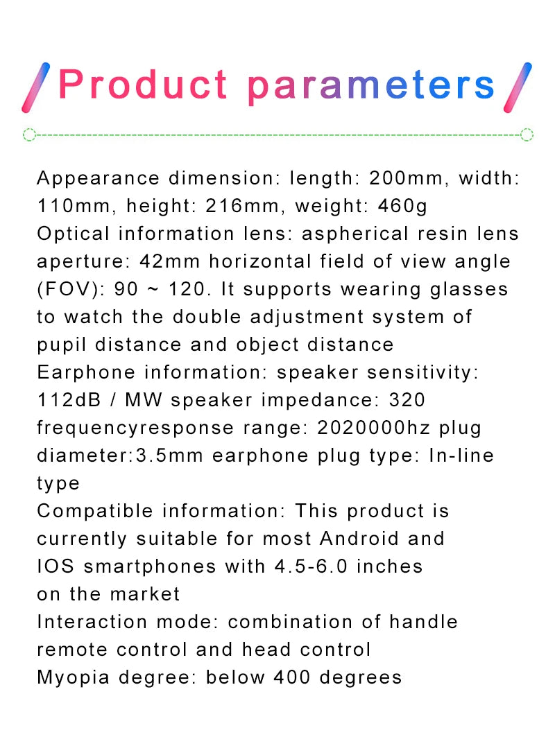 VR Glasses 3D Virtual Reality Headset Helmet For Phone Lenses Goggles Devices Viar Smart Smartphones Cell Game Viewer Mobile Set