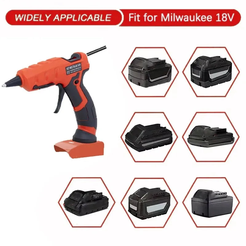 Cordless Hot Glue Gun for Milwaukee 18V Battery with 30pcs 7mm Sticks 30s Quick Preheat for Arts & Crafts & DIY (No Battery)
