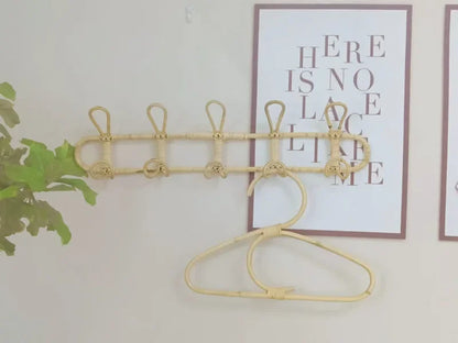 Rattan Wall Hooks Rattan Hanger Kids Garments Organizer Rack Clothes Hat Hanging Hook Kids Room Decor Hangers Clothing Storage