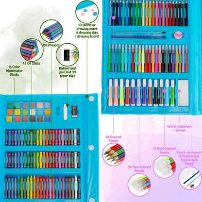 208Pcs Kids Art Set Watercolor Drawing Colored Pencils Sketch Pad Painting Drawing Tool Art Supplies School Stationery Set