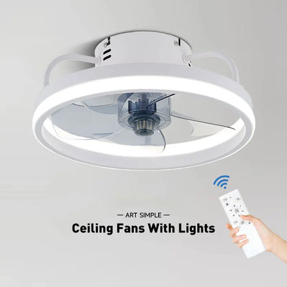 Smart Bedroom Ceiling Fans with Remote Control Low Profile 33CM 55W Dimmable LED Ceiling Fan with Lights  6 Wind Speeds Timing