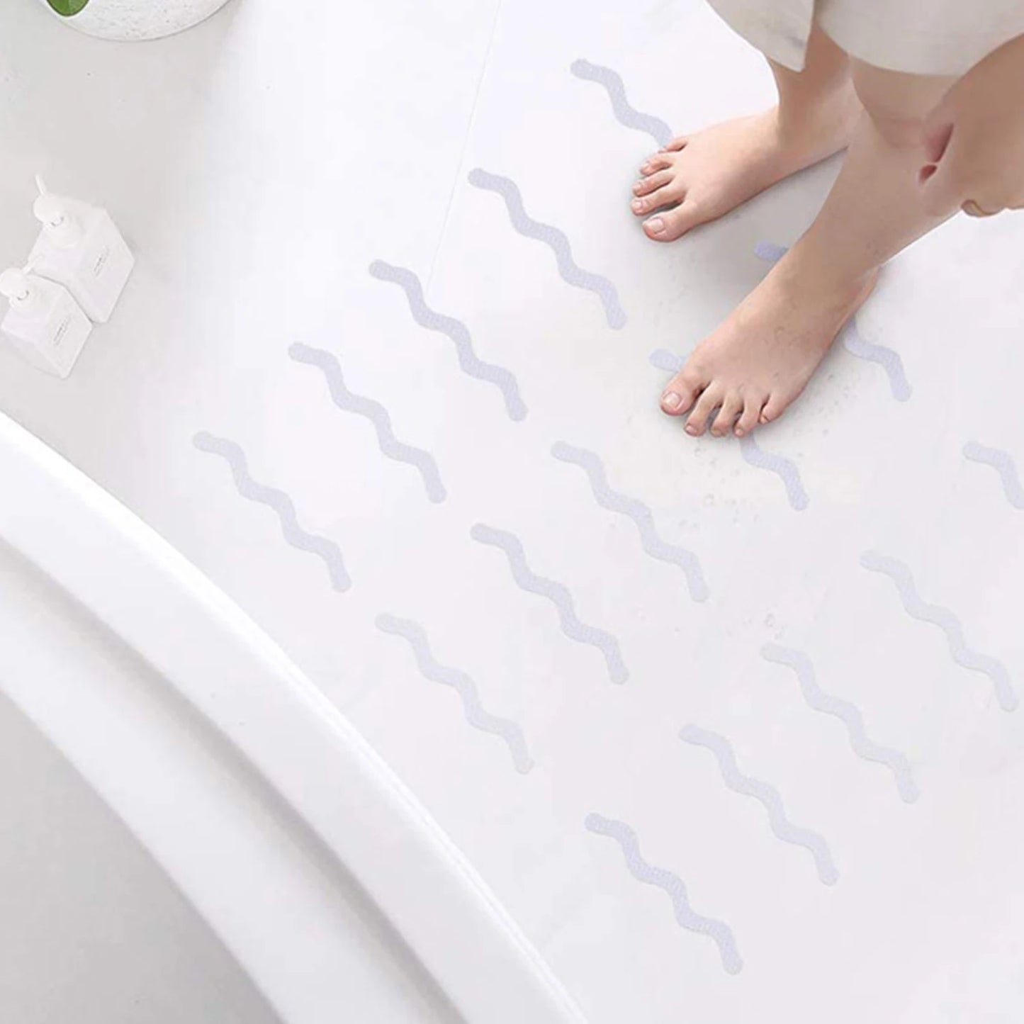 6Pcs S Shaped Anti Slip Strips Waterproof Safety Strips Shower Stickers Self-Adhesive Non Slip Tape For Bathtub Stairs Floor