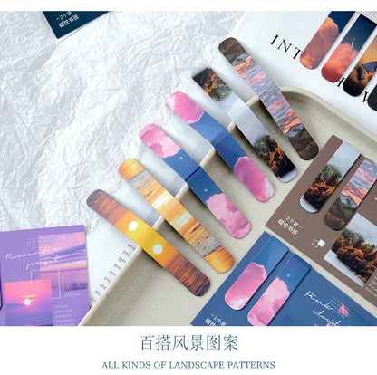 2 pcs Creative scenic magnetic bookmark Student decorative book holder reading accessories Student office Supplies