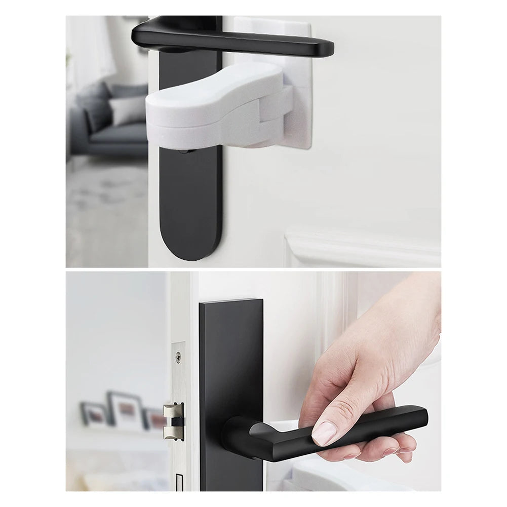 Child Safe Door Lock 180 Degree Rotating Door Lever Lock Self Adhesive Window Door Handle Lock for Window Door Cabinet