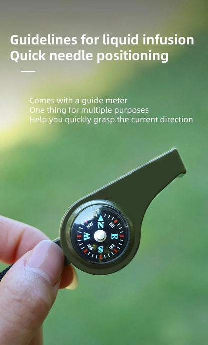 3 in 1 Camping Hiking Emergency Survival Whistle with Compass,Thermometer,Outdoor Whistle Camping Tools ArmyGreen Color