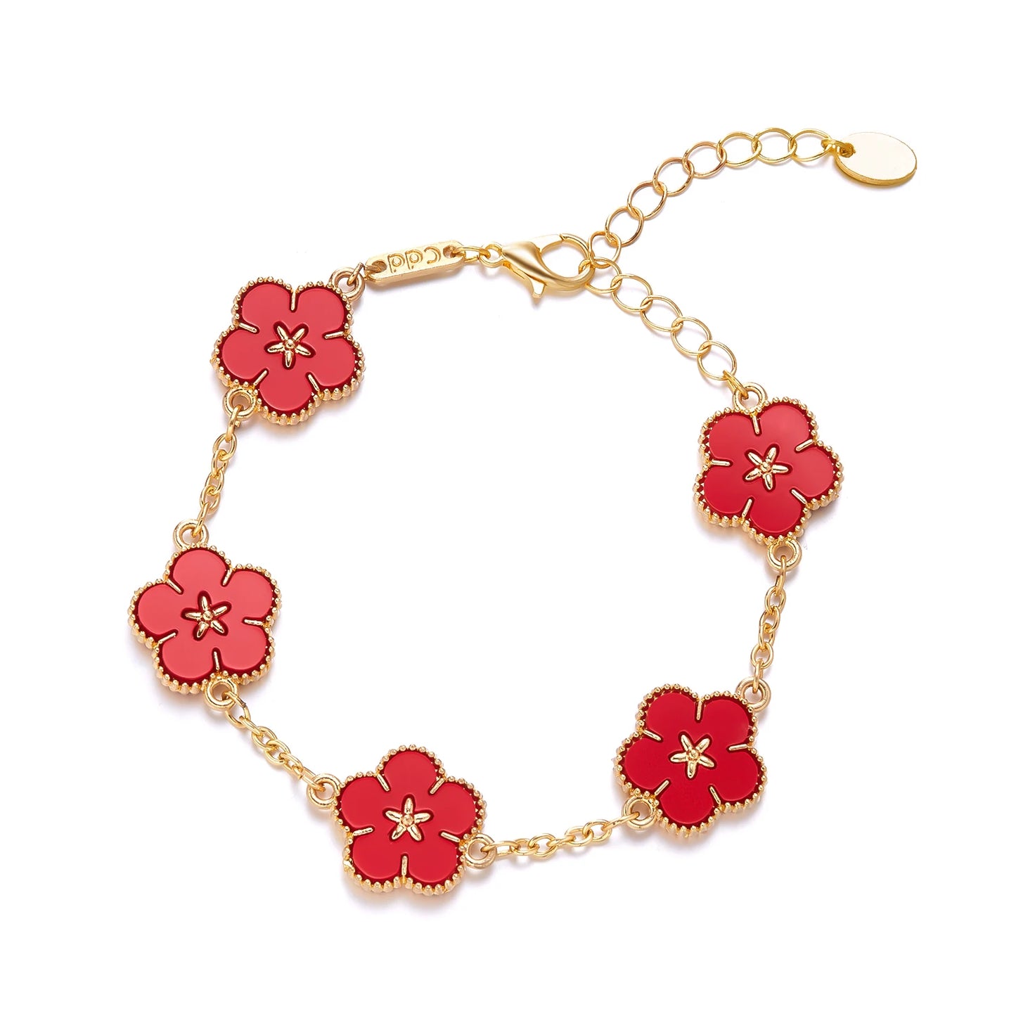 Light Luxury Double-sided Plum Blossoms Bracelets for Women Lucky Five Leaf Flower Adjustable Bracelets Aesthetic Party Jewelry