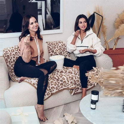 Super Soft Leopard Print Blanket, Warn Knitted Fleece Blanket, Sofa Nap Lightweight Blanket