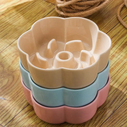 Ceramic Cat Slow Food Bowl Cute Creative Dog Food Feeding Basin Multi-use Large Capacity Pet Drinking Feeder Water Container