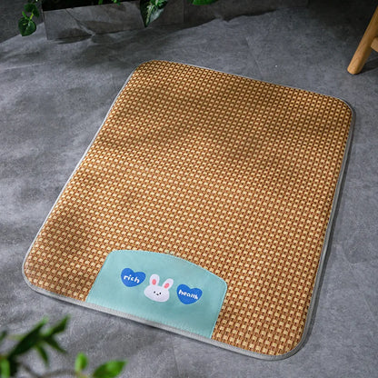 Summer dog cartoon striped ice silk mat, cat cooling mat, cooling cat bed, cooling bed, dog bed, pet bed