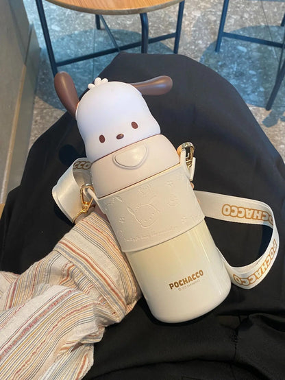 560ml Sanrio Kuromi Stainless Steel 316 Thermos Kawaii Hello Kitty Cinnamoroll Melody Kids Vacuum Flask Water Bottle Tumbler