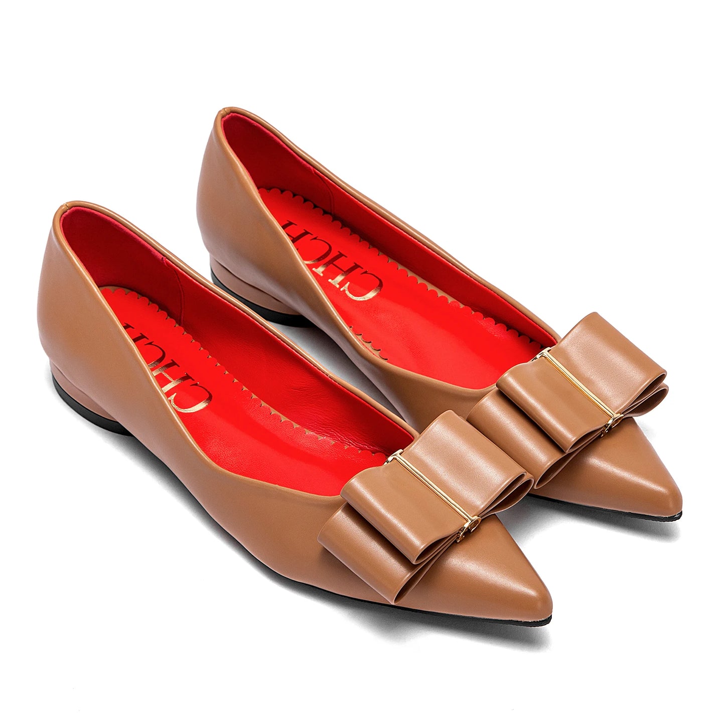 CHCH Women's Flat Shoes New Black Pointed Bow Business Shoes Comfortable Commuting Women's Shoes