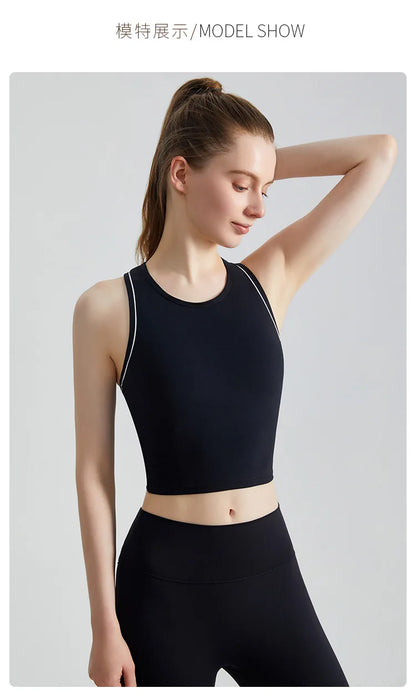 Sports Vest, Women's Fitness Integrated Fixed Cup, High-end Feel, Worn for Training, High-strength Shock-absorbing Vest