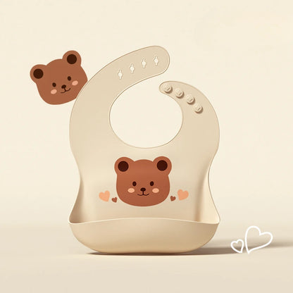 Children's Saliva Feeding Bib Cute Cartoon Baby Bib Waterproof and Adjustable Soft Silicone Bib Baby Feeding Accessories Bibs