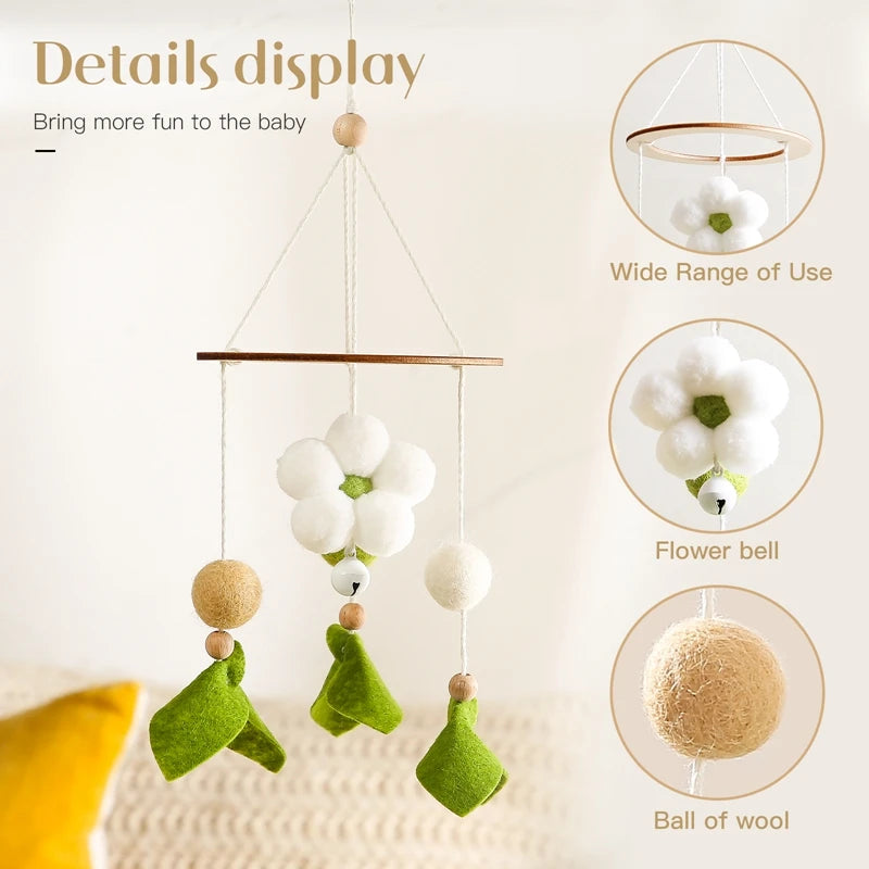 Baby Rattle Toys 0-12Months Newborn Wooden Crib Mobile Bee Toy Music Box Bed Bell Hanging Toy Holder Bracket Bed Bell Baby Gifts