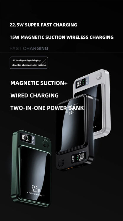 22.5W Magnetic Power Bank Wireless Fast Charging Portable Charger External Auxiliary Spare Battery for IPhone Magsafe Powerbank