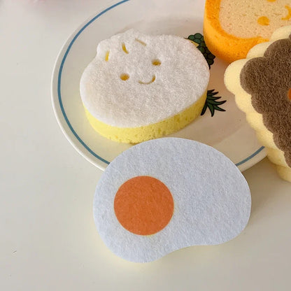 Cute Magic Sponge Kitchen Cleaning Tools Gadgets Dishwashing Sponges Egg Toast  Kawaii Items  Bathroom Dishwasher