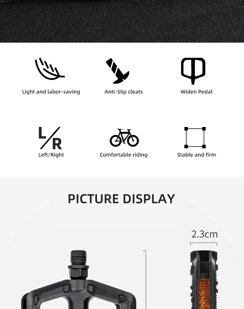Bicycle Pedals Ultralight MTB Road Pedal Cycling Mountain Bike Accessories Foot Plat Anti-slip 9''16 Standard Universally Pedals