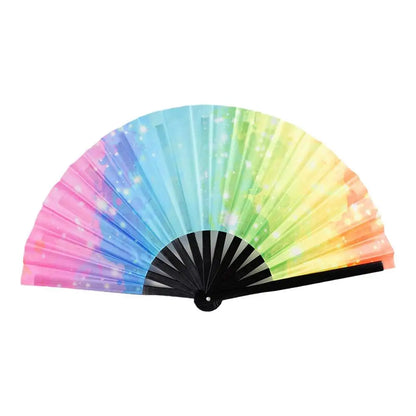 33cm Large Folding Hand Rave Fan Chinease/Japanese Gifts Fan Dance Music Colorful Fan Festival Fan Gradient Reflective Fold