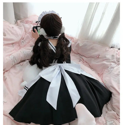 Black White Lolita Maid Girls Women Lovely Cosplay Costume Outfit Dress Sexy French Apron Servant Uniform Exotic CafeMaid S-4XL