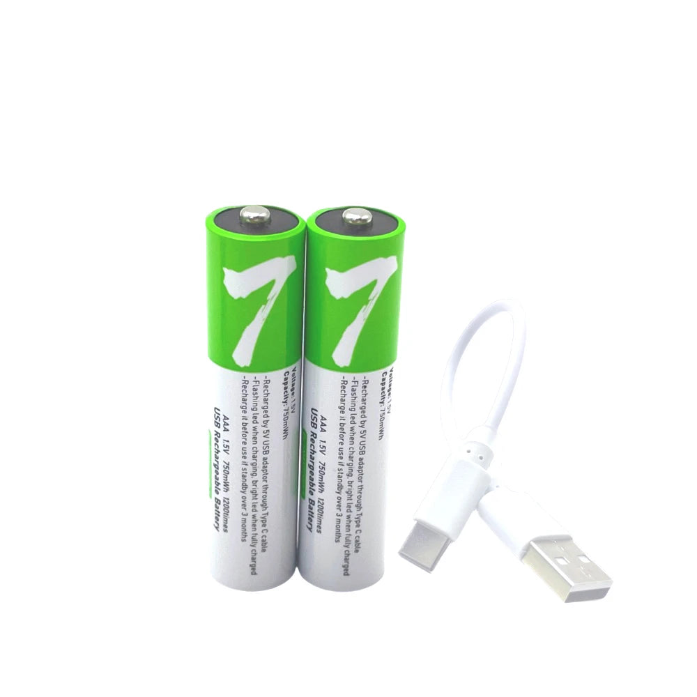 Aaa Rechargeable Battery High Capacity 1.5 V Suitable for Remote Control/Toys/Mouse, Fast C Fast Charging, 1.5 V, Remote Control, Mouse, Electric Toy Battery + C Cable, Recyclable 2000 Times + Extra Long Battery
