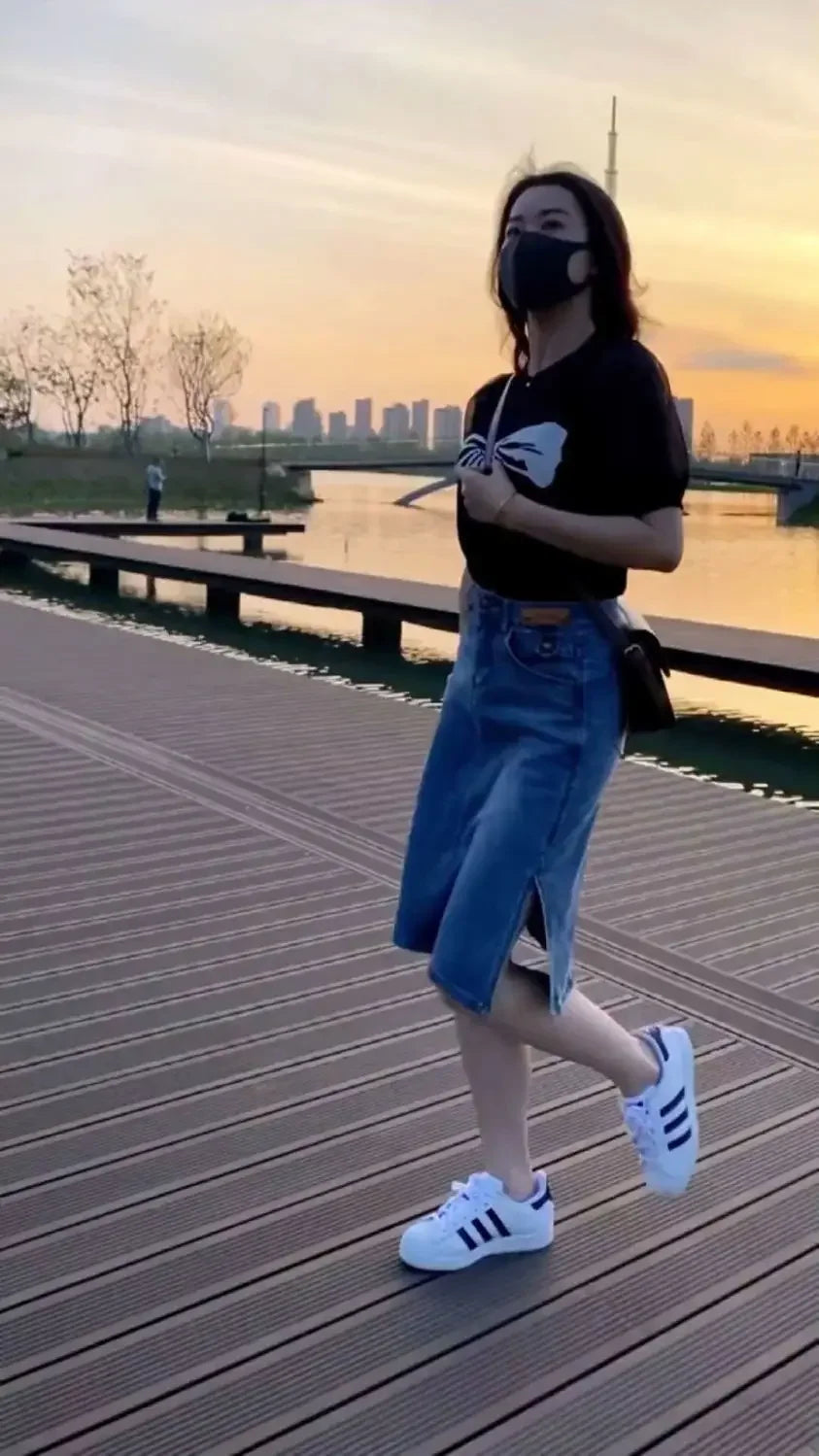 Skirts for Women To Knees Length Womens Skirt Jeans Denim Pencil Clothing with Slit Y2k Trend High Quality Summer 2024 Fashion V