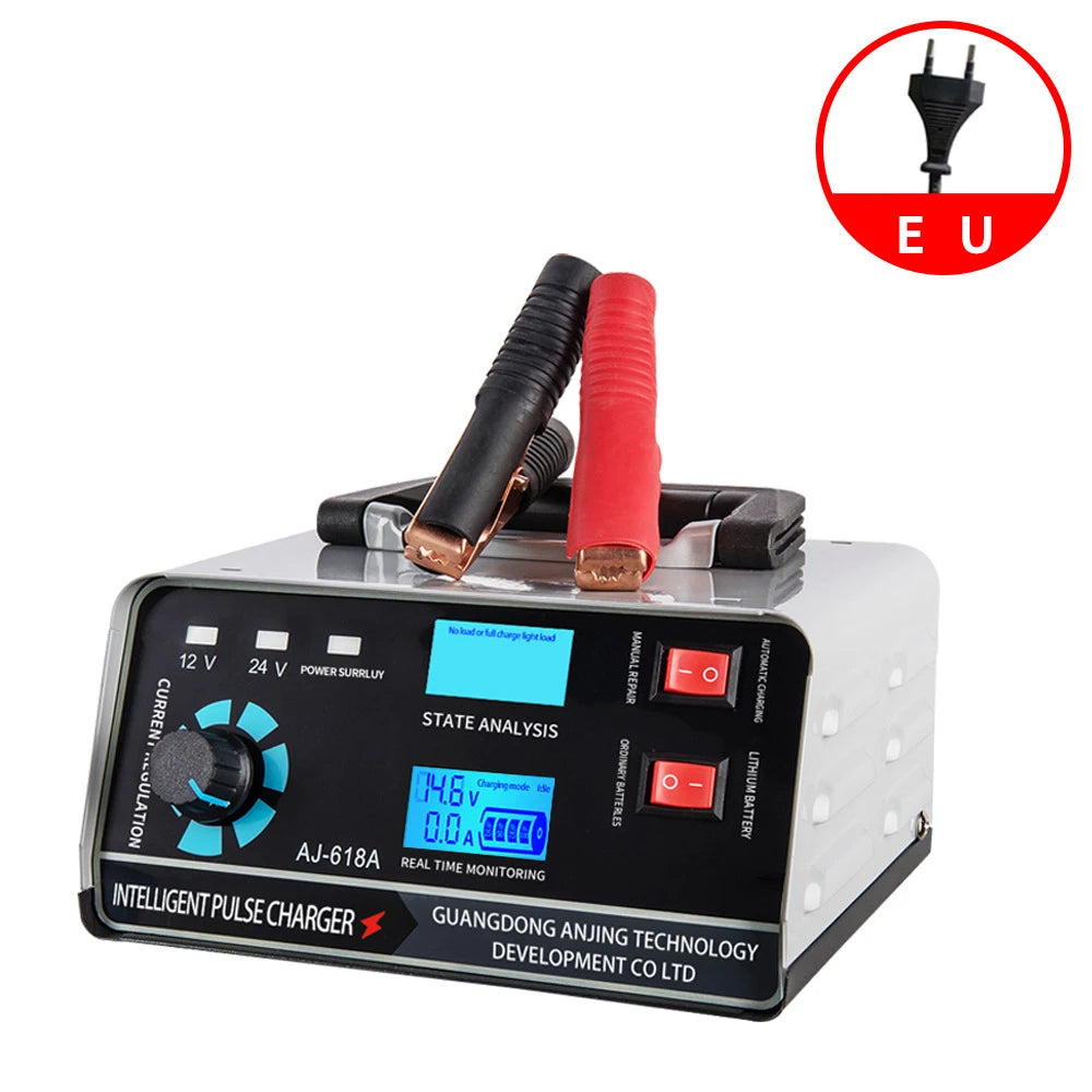 Metal Car Battery Charger 12V24V 400W Full Automatic Car Battery Charger Repair Battery Charger High Power Fast Charger